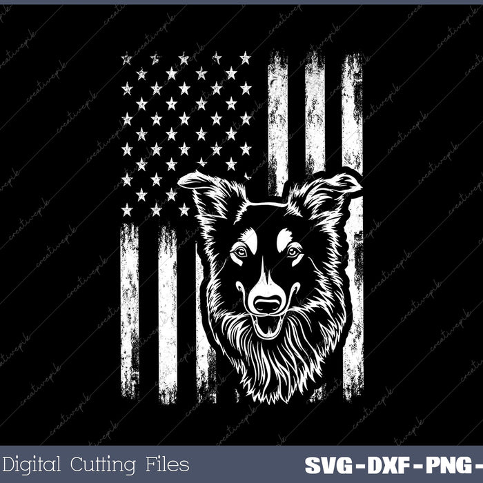 Patriotic German Shepherd AMERICAN FLAG SVG DXF PNG Cutting File