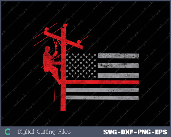 Patriotic Lineman American Flag SVG PNG Cutting Printable Files