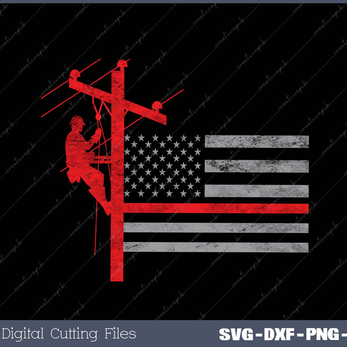 Patriotic Lineman American Flag SVG PNG Cutting Printable Files