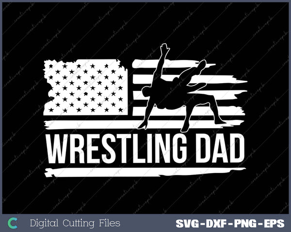 Patriotic Retro USA American Flag Wrestling Dad 