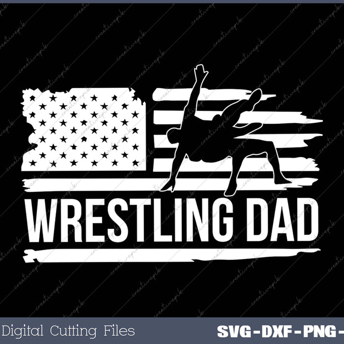 Patriotic Retro USA American Flag Wrestling Dad 