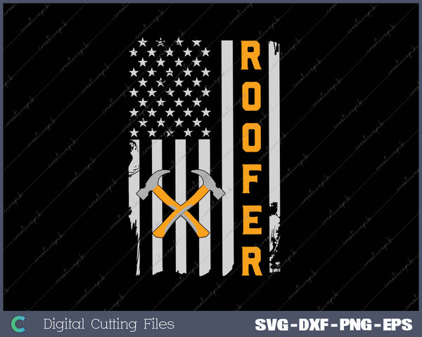 Patriotic Roofer American USA Flag - Roofing Slating SVG PNG Cutting Printable Files