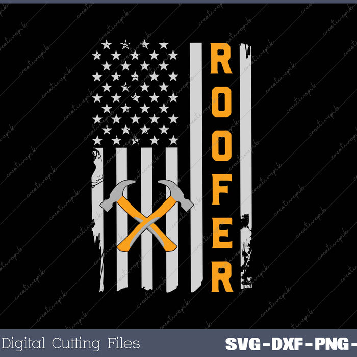 Patriotic Roofer American USA Flag - Roofing Slating SVG PNG Cutting Printable Files