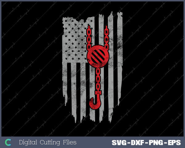 Red Line American Crane Operator flag SVG DXF PNG Design File