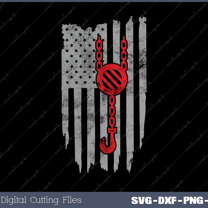 Red Line American Crane Operator flag SVG DXF PNG Design File