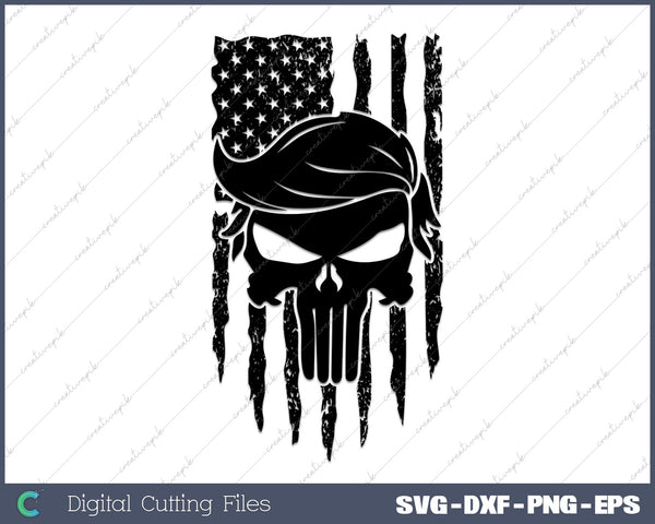 Patriotic Trump skull SVG PNG Cutting Printable Files