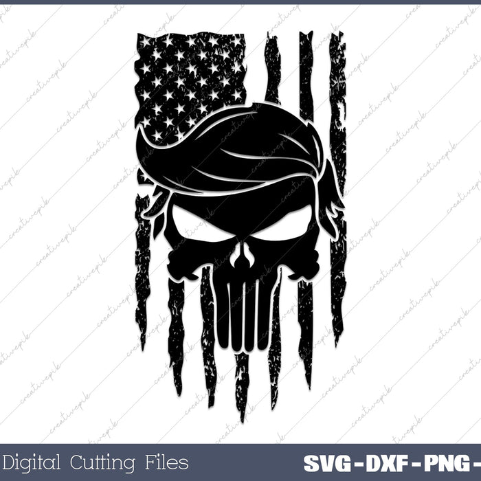 Patriotic Trump skull SVG PNG Cutting Printable Files