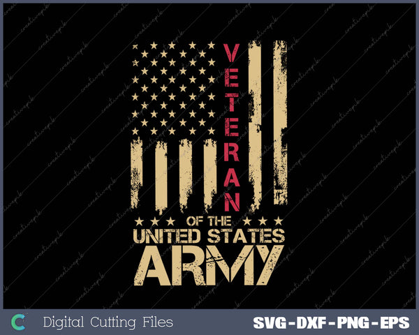 Patriotic U.S Army Veteran Red Line American Flag Vintage SVG PNG Cutting Printable Files