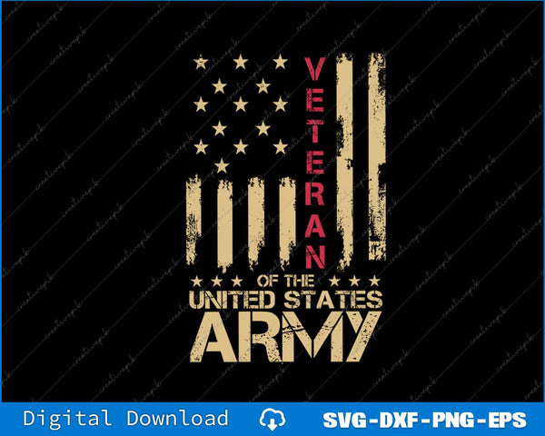 Patriotic U.S Army Veteran Red Line American Flag Vintage SVG PNG Printable Files