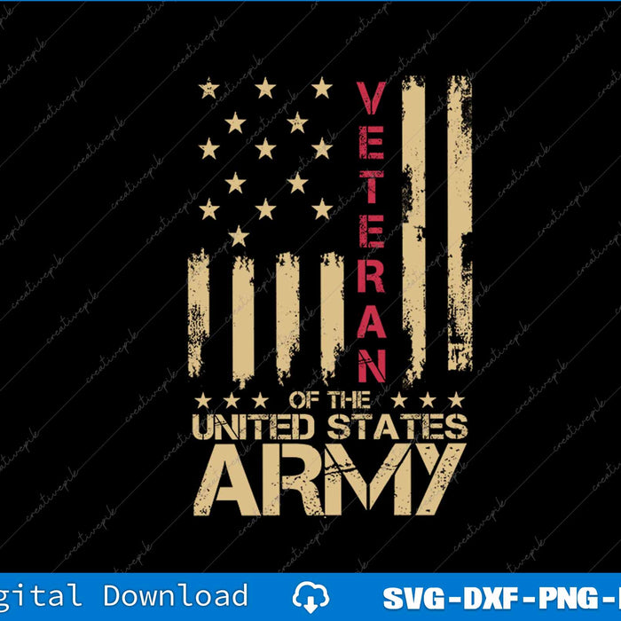 Patriotic U.S Army Veteran Red Line American Flag Vintage SVG PNG Printable Files