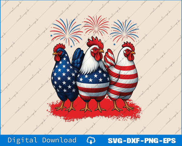 Patriotic USA Chicken Retro American 4th Of July SVG PNG Printable Files