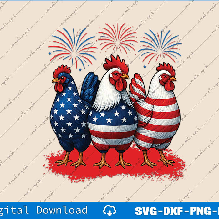 Patriotic USA Chicken Retro American 4th Of July SVG PNG Printable Files