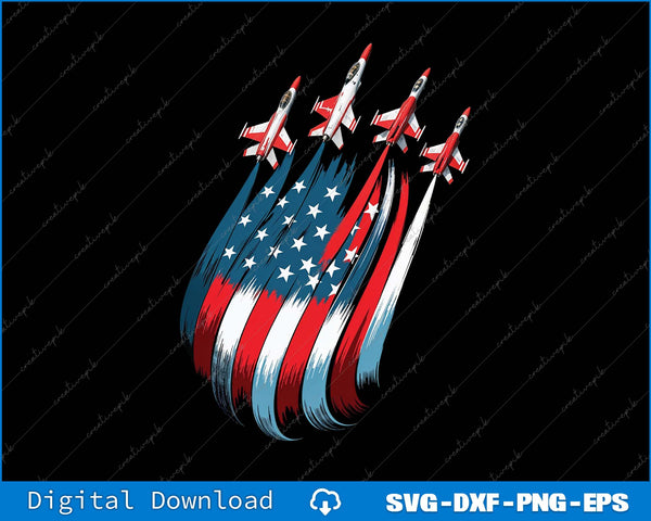Patriotic USA Flag Fighter Jets 4th Of July SVG PNG Cutting Printable File