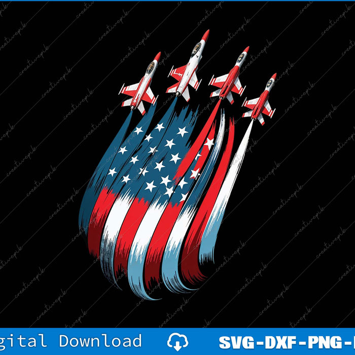 Patriotic USA Flag Fighter Jets 4th Of July SVG PNG Cutting Printable File