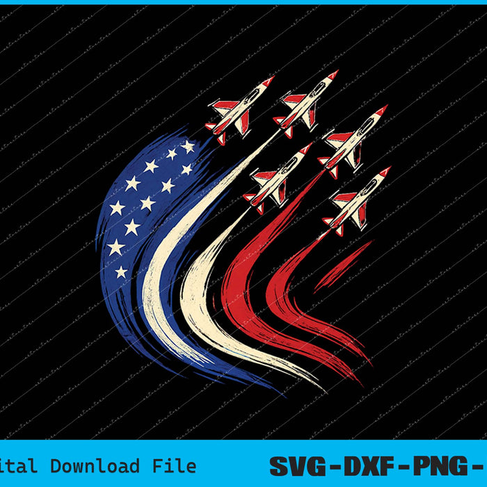 Patriotic USA Flag Fighter Jets Boys 4th of July SVG PNG Digital Printable File