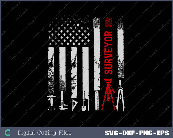 Patriotic USA Flag Land Surveyor Land Examiner Cartographer