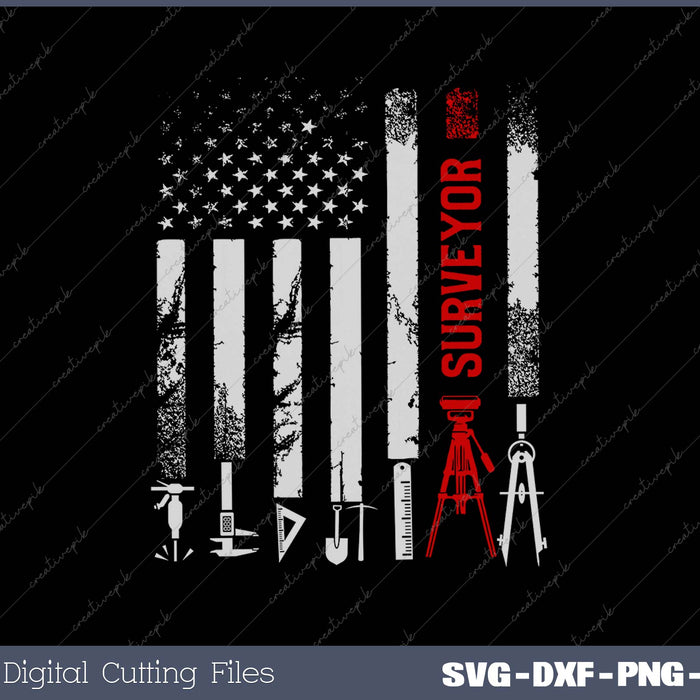 Patriotic USA Flag Land Surveyor Land Examiner Cartographer