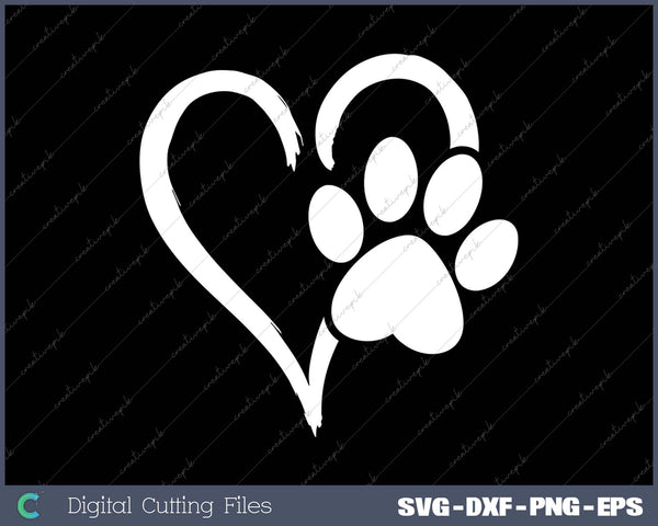 Paw Love Dog Lover for Women Paw Print Heart Tee Cute Dog