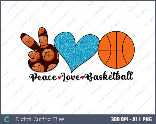 Peace Love Basketball Heart for Women Teens Tween Girls 