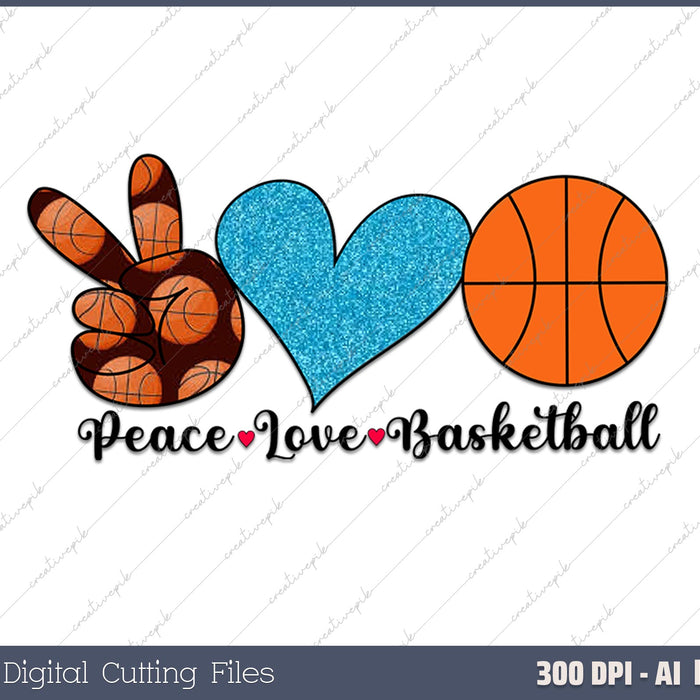 Peace Love Basketball Heart for Women Teens Tween Girls 