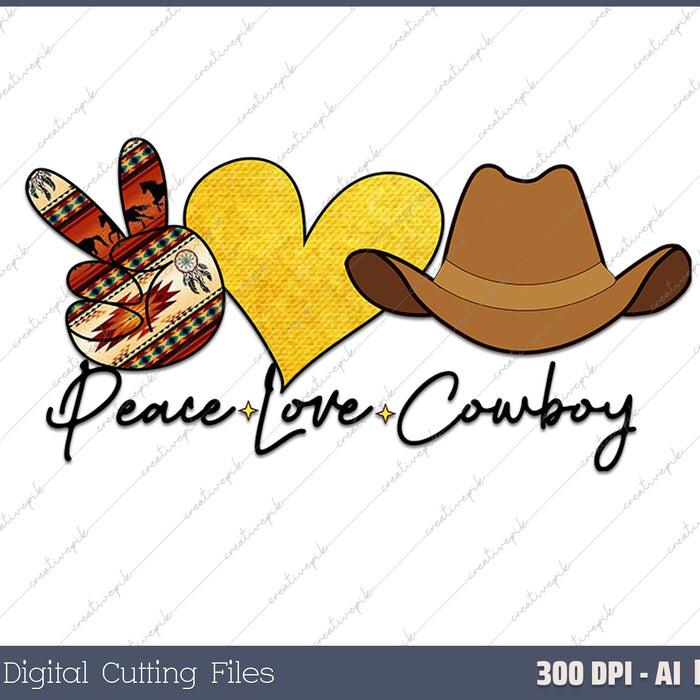 Peace Love Cowboy Funny Western Rodeo Cowboys 