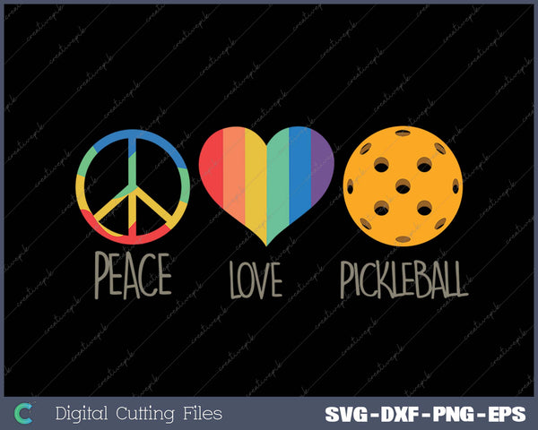 Peace Love Pickleball SVG PNG Cutting Printable Files