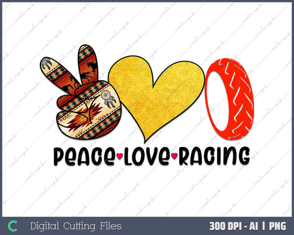 Peace Love Racing For Women Men Kids Great