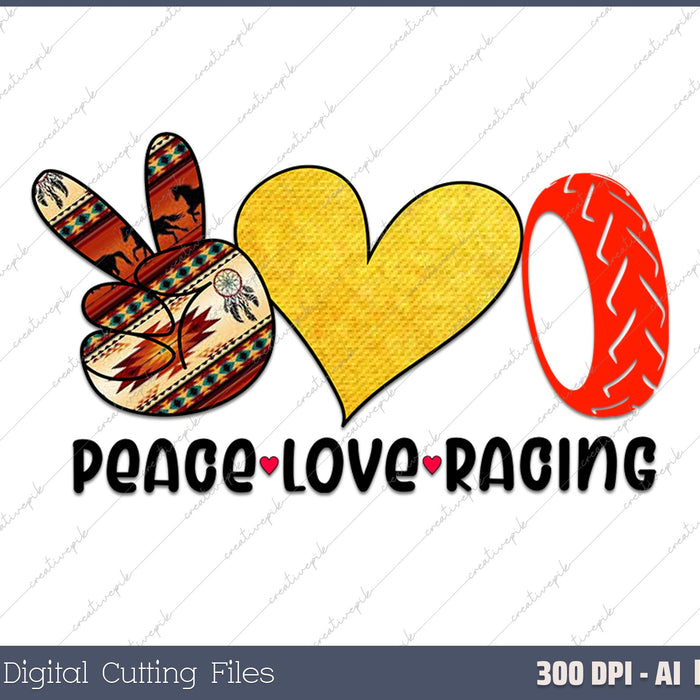 Peace Love Racing For Women Men Kids Great