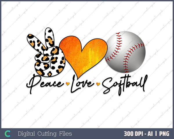 Peace Love Softball Cute Design for Teen Little Girls