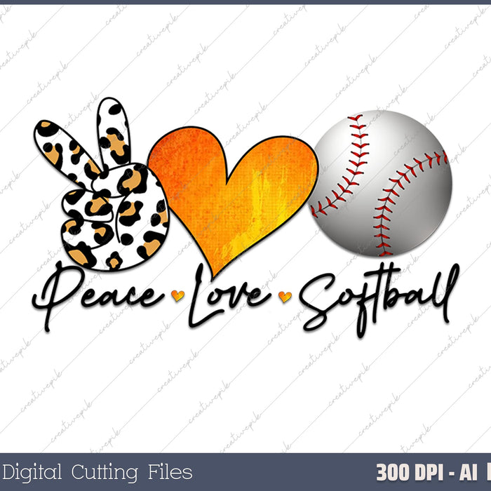 Peace Love Softball Cute Design for Teen Little Girls