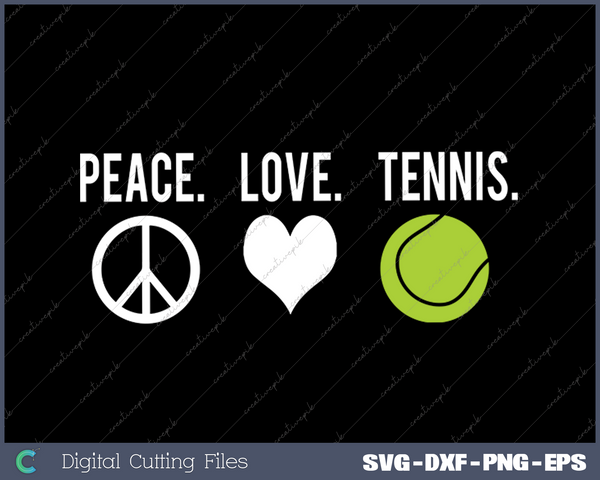 Peace Love Tennis Player SVG PNG Cutting Printable Files