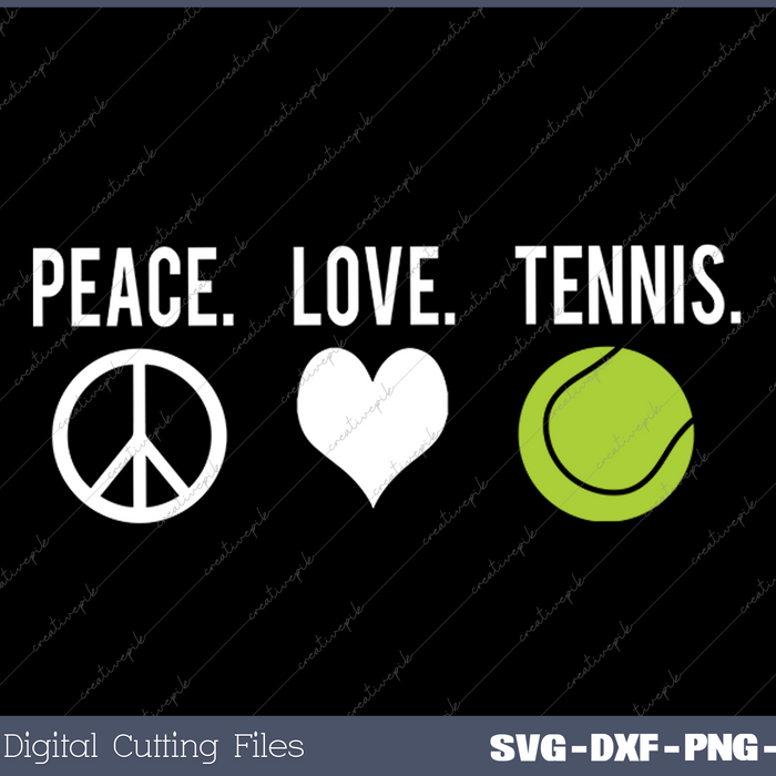 Peace Love Tennis Player SVG PNG Cutting Printable Files