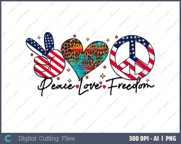 Peace, Love and Freedom USA America Flag & 4th July 