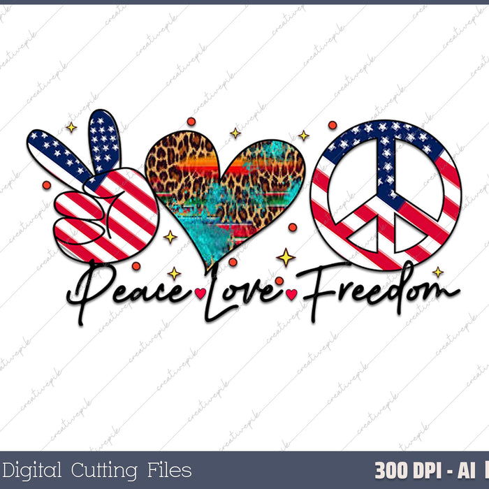 Peace, Love and Freedom USA America Flag & 4th July 