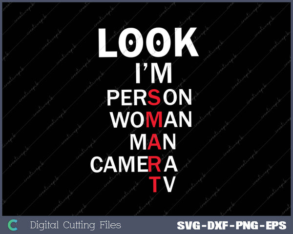 Person Woman Man Camera TV - Funny Political Dump Trump 2025 SVG PNG Cutting Printable Files