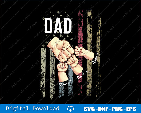 Personalized Best Dad Ever with Kids Name, Custom Dad Grandpa SVG PNG Printable Files