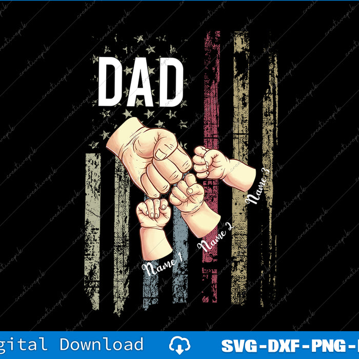 Personalized Best Dad Ever with Kids Name, Custom Dad Grandpa SVG PNG Printable Files