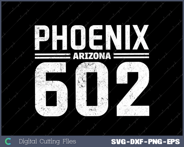 Phoenix Arizona AZ 602 Vintage PNG Svg Design Cut File