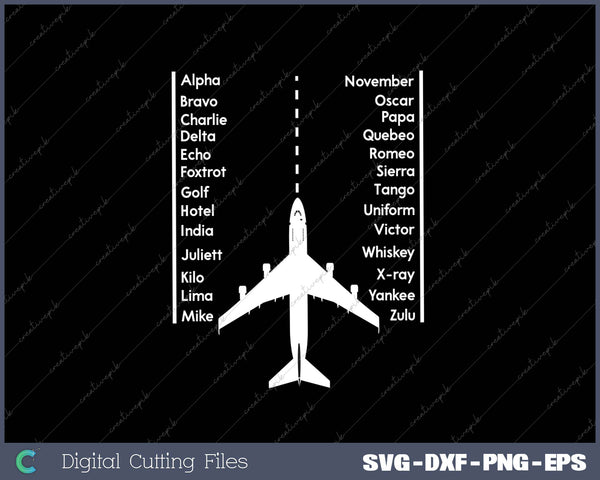 Phonetica Alphabet - Pilot & Aviation Airplane SVG PNG Cutting Printable Files