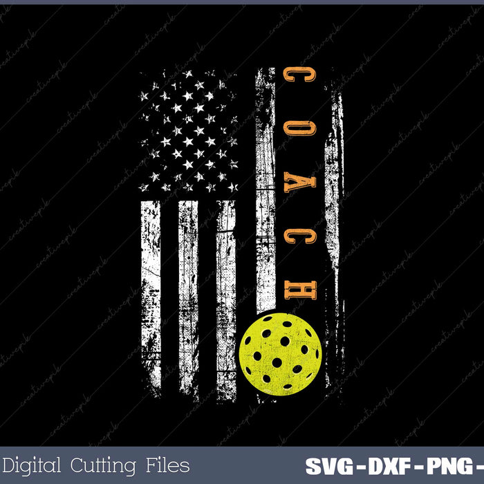 Pickleball Coaches USA Flag American Flag Svg Design Cut File