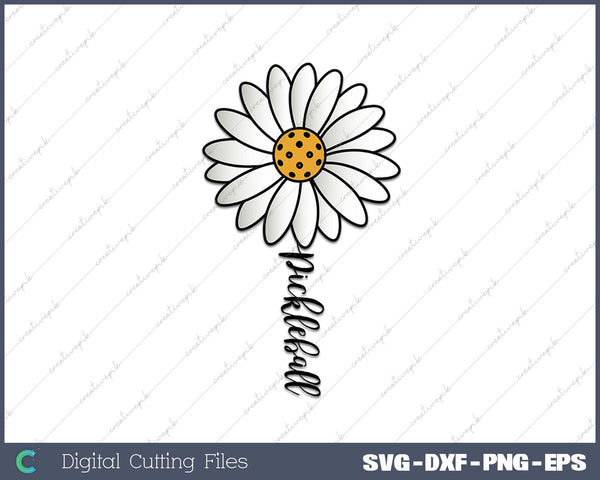 Pickleball Daisy Flower SVG PNG Cutting Printable Files