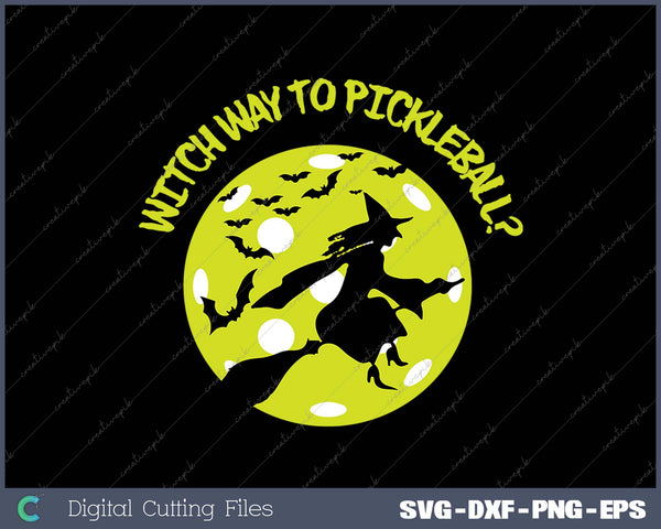 Pickleball Witch on Broom Pickleball Players Halloween Funny 