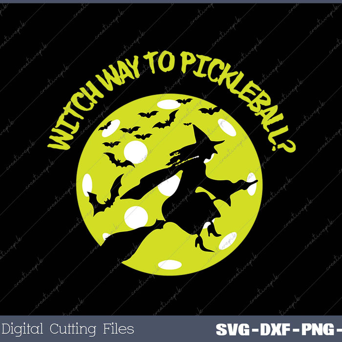 Pickleball Witch on Broom Pickleball Players Halloween Funny 