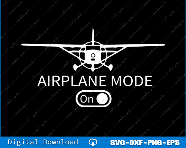 White airplane icon with 'Airplane Mode On' text on a black background