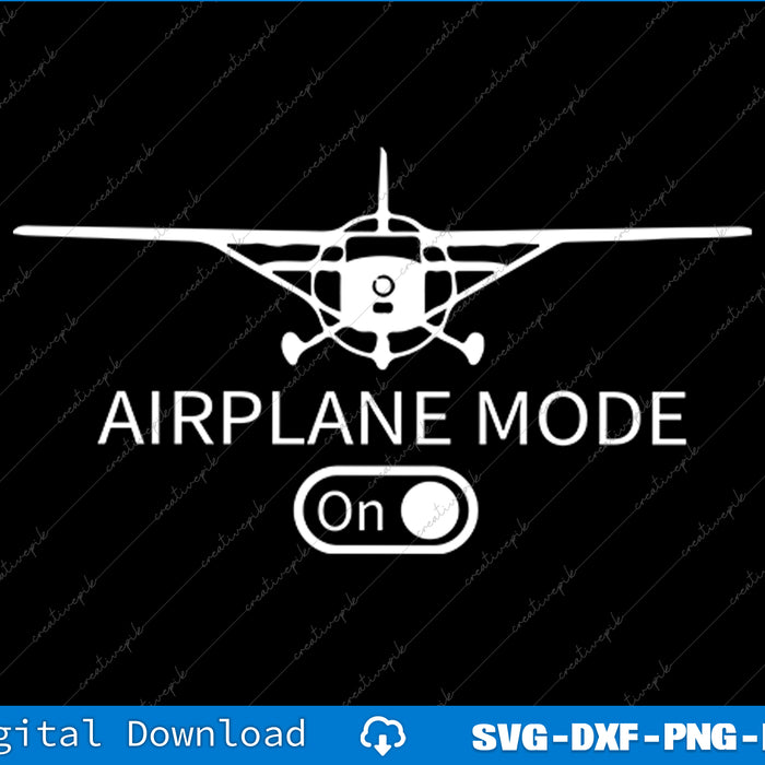 White airplane icon with 'Airplane Mode On' text on a black background