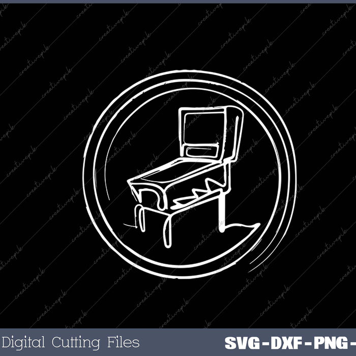 Pinball Machine Badge Minimalist One Drawing SVG PNG Printable Files