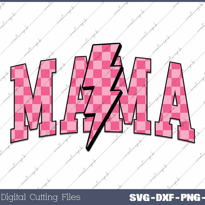 Pink Checkered Mama SVG PNG Cutting Printable Files