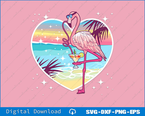 Pink Flamingo Summer Vibes Beach Palm Tree Summer Vacation SVG File