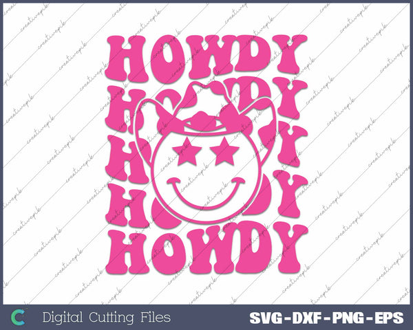 Pink Howdy Smile Face Rodeo Western Country Southern Cowgirl 