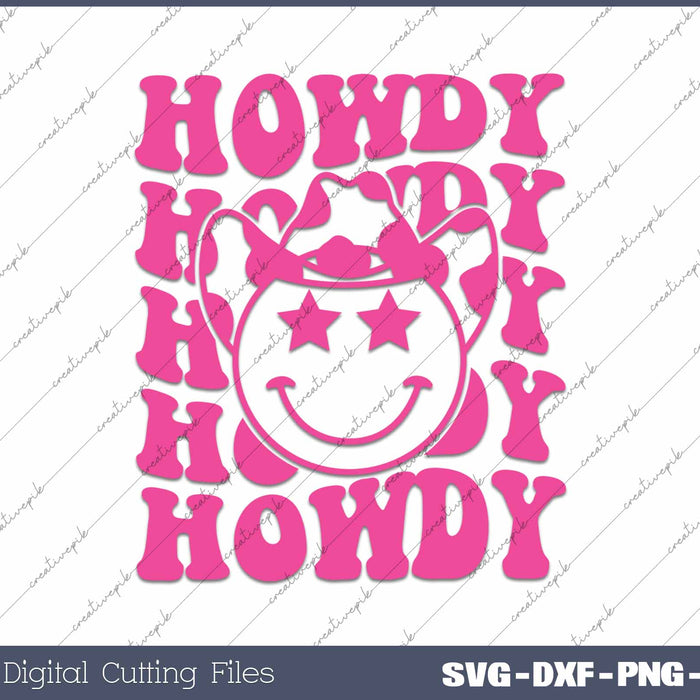 Pink Howdy Smile Face Rodeo Western Country Southern Cowgirl 